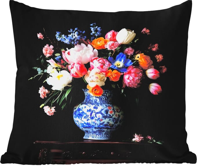 Tuinkussen - Rozen - Bloemen - Vaas - Boeket - 40x40 cm - Weerbestendig