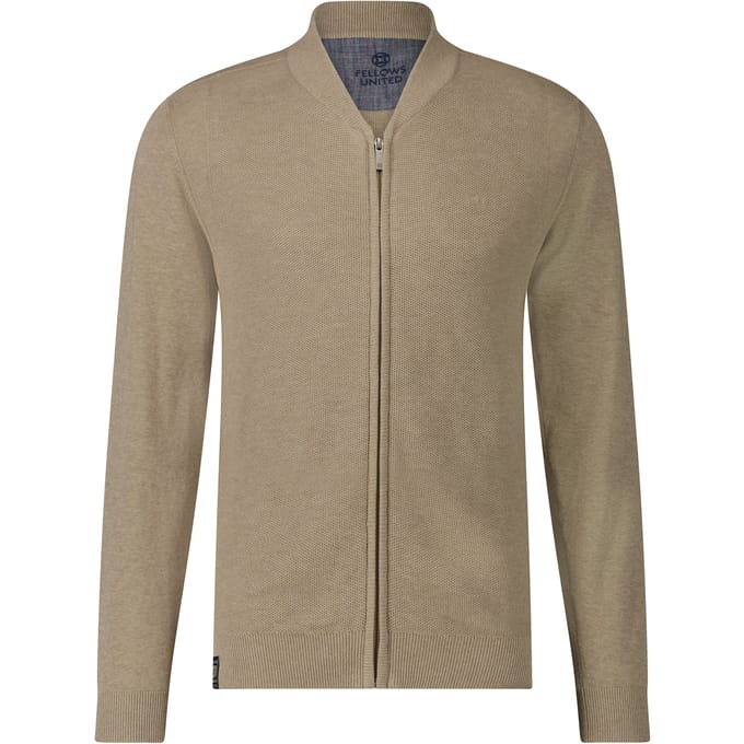 Fellows United Cardigan honeycomb bomber coll Mid brown (31.1111 -143)