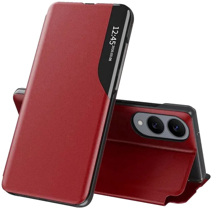 Hoesje geschikt voor Samsung Galaxy S25 Edge - Techsuit eFold Book Case - Rood