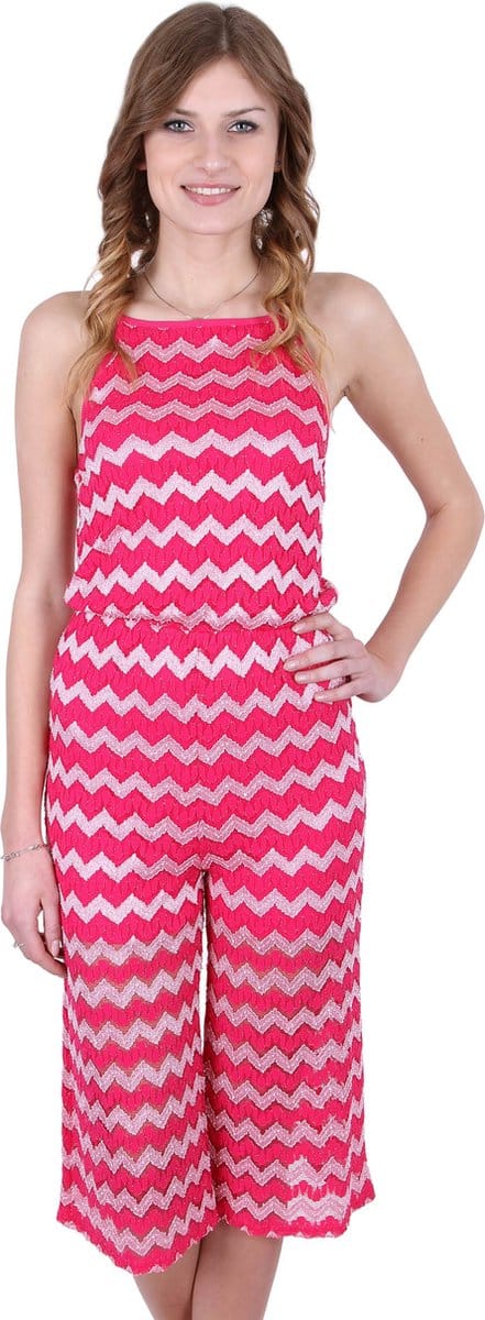 John Zack Roze gedessineerde jumpsuit, 3/4 pijp