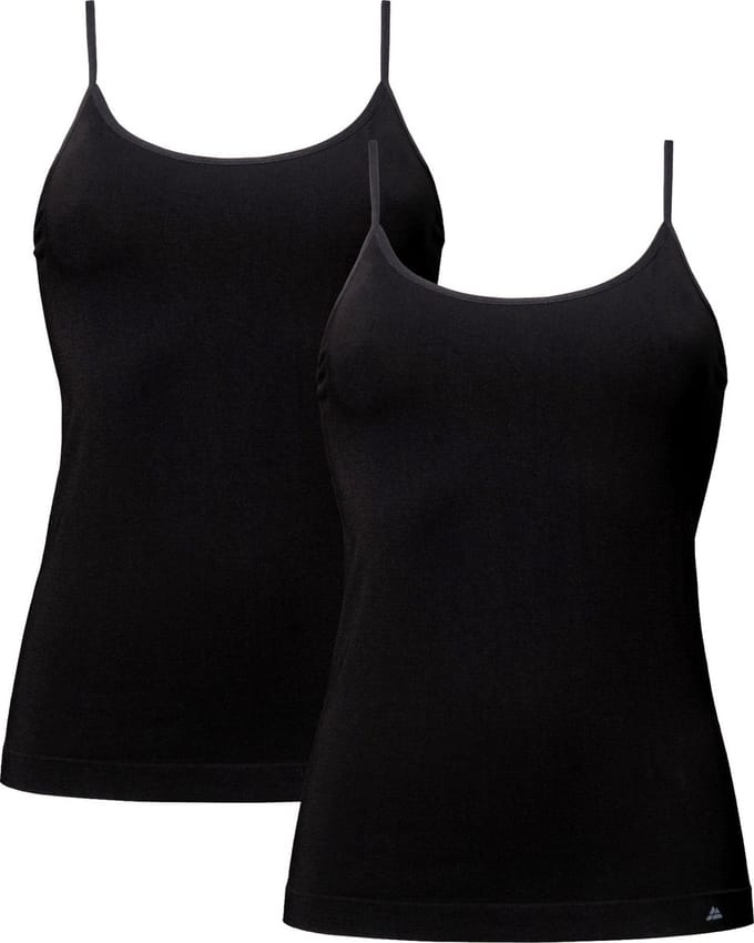 DANISH ENDURANCE Naadloze Hemdjes van Bamboe Viscose - Spaghetti Bandjes - voor Dames - Zwart - 2-pack - Maat XS/S