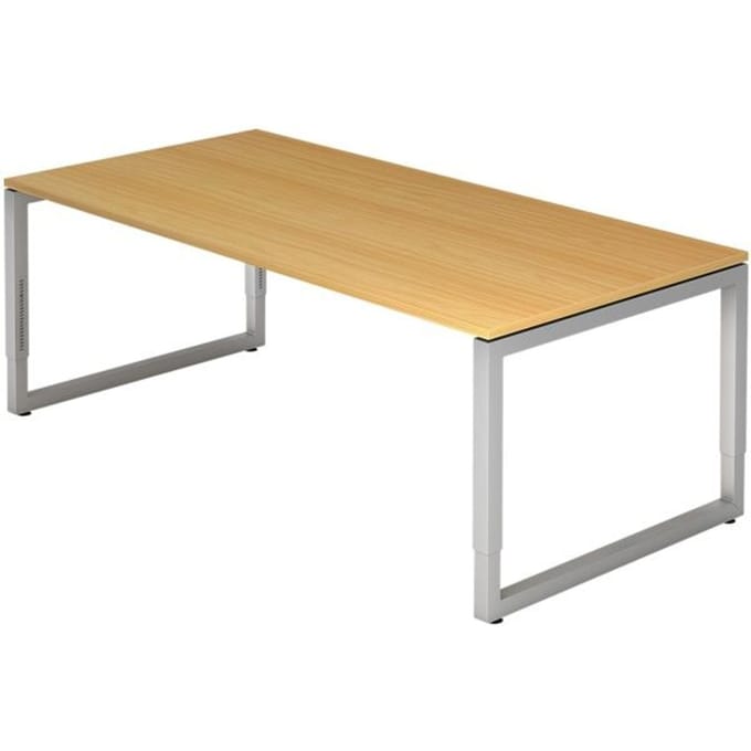 REGO 2E S | Bureau - 200 x 100 Beuken/Zilver Tafelhoogte I In hoogte verstelbaar