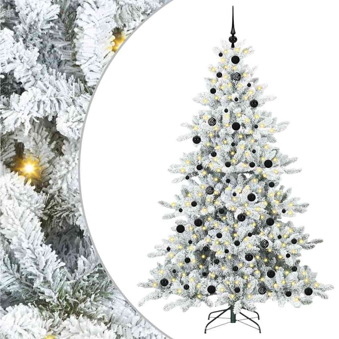 vidaXL - Kunstmatige - Hinged - Kerstboom - Wit - 210 - cm - PVC - en - Staal