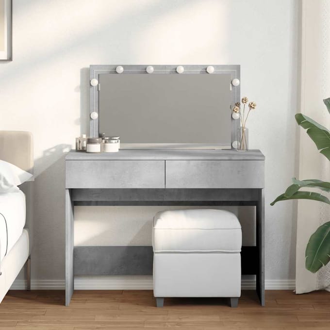 vidaXL - Kaptafel - met - LED-verlichting - 100x40x120 - cm - betongrijs