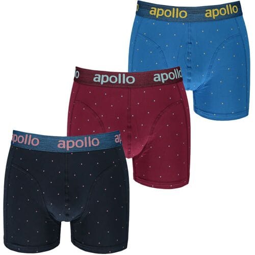 Apollo Boxershorts Heren Blue / Burgundy Dots 3-pack-XL