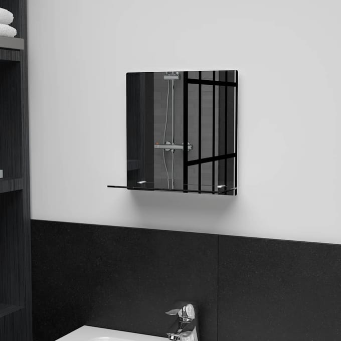 vidaXL - Wandspiegel - met - schap - 30x30 - cm - gehard - glas