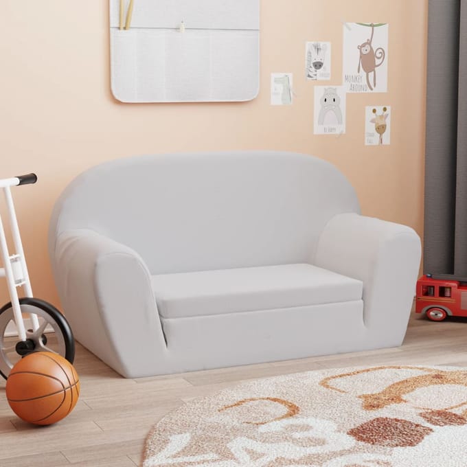 vidaXL - Loungestoel - voor - kinderen - uitklapbaar - lichtgrijs