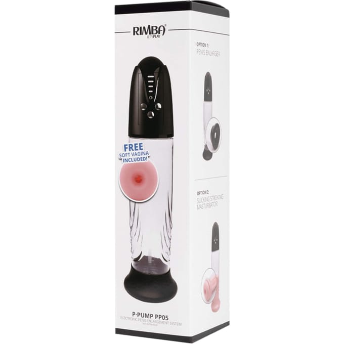 Rimba - P Pump PP05 - Elektronische Penispomp met Vagina Sleeve - Zwart