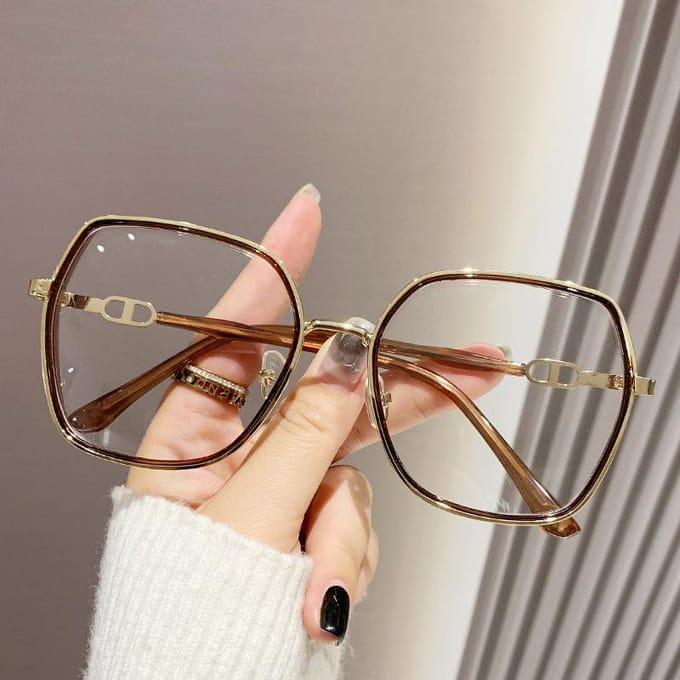 Vintage Vierkant Metalen Glitters Frame Leesbril Dames Oversized Optisch Anti Blauw Licht Op Sterkte Bril 5