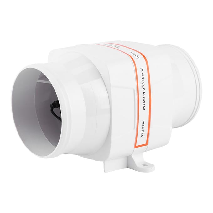 4in 270CFM Bilge Luchtblazer In-Line Marine DC Elektrische Ventilator Bootaccessoire 12V Wit white