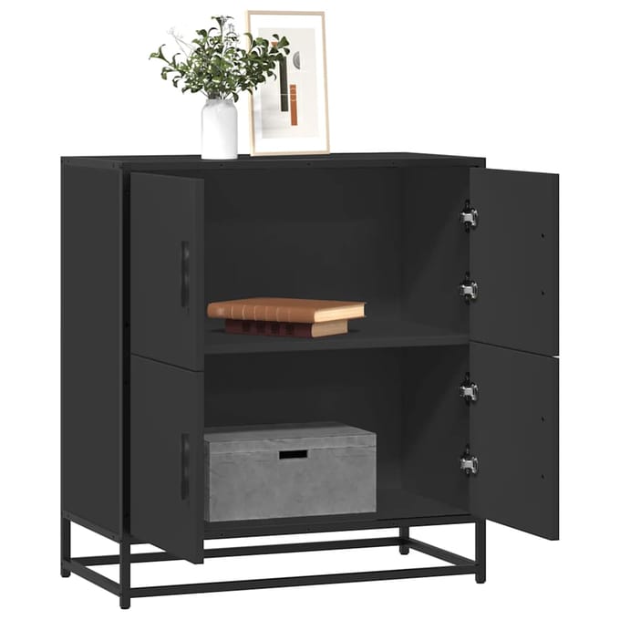 vidaXL - Dressoir - 68x35x76 - cm - bewerkt - hout - zwart