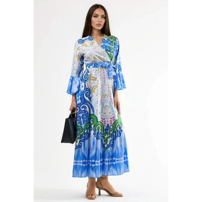 Fleurige Paisley V-hals Maxi Jurk