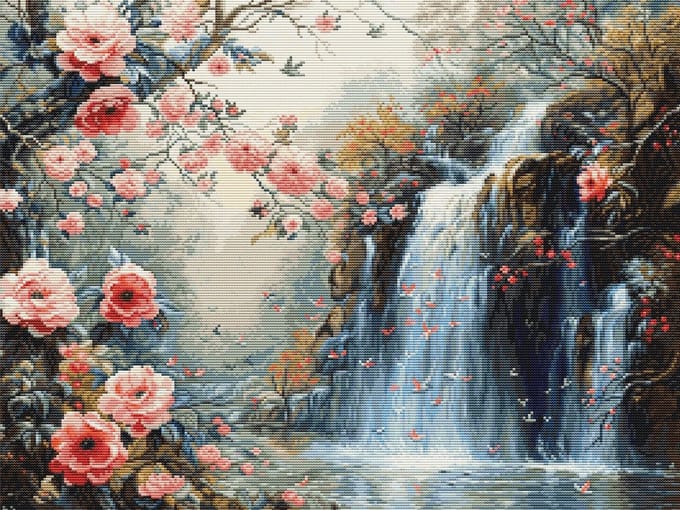 Borduurpakket Luca-S - Crystalline Waterfall - Kristallen Waterval - B708