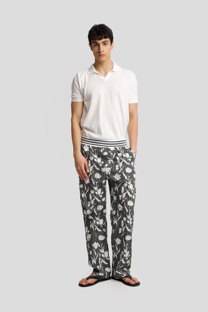 Heren Katoenen Bloemige Breipantalon