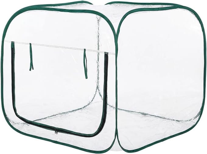 Pop-Up Kas - Draagbare Kweekkas - Planten Beschermen - Rits Roll-Up Venster - 120x120x100 cm - Groen