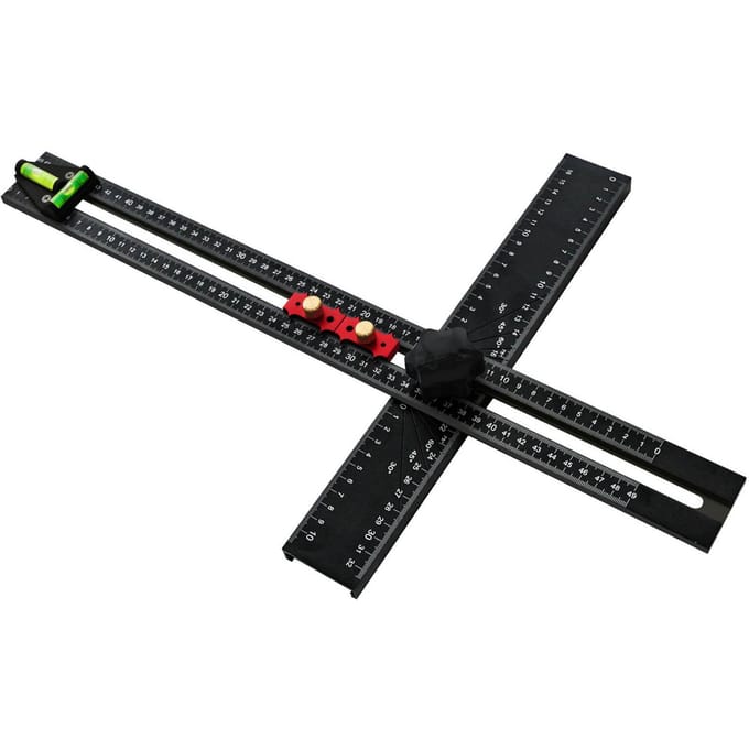 54 cm T-liniaal met waterpas, 90° en 45° verstelbare hoekmeettool. black