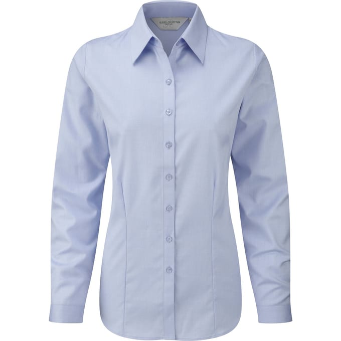 Russell Dames/Dames Visgraat Werkshirt met lange mouwen (Lichtblauw)