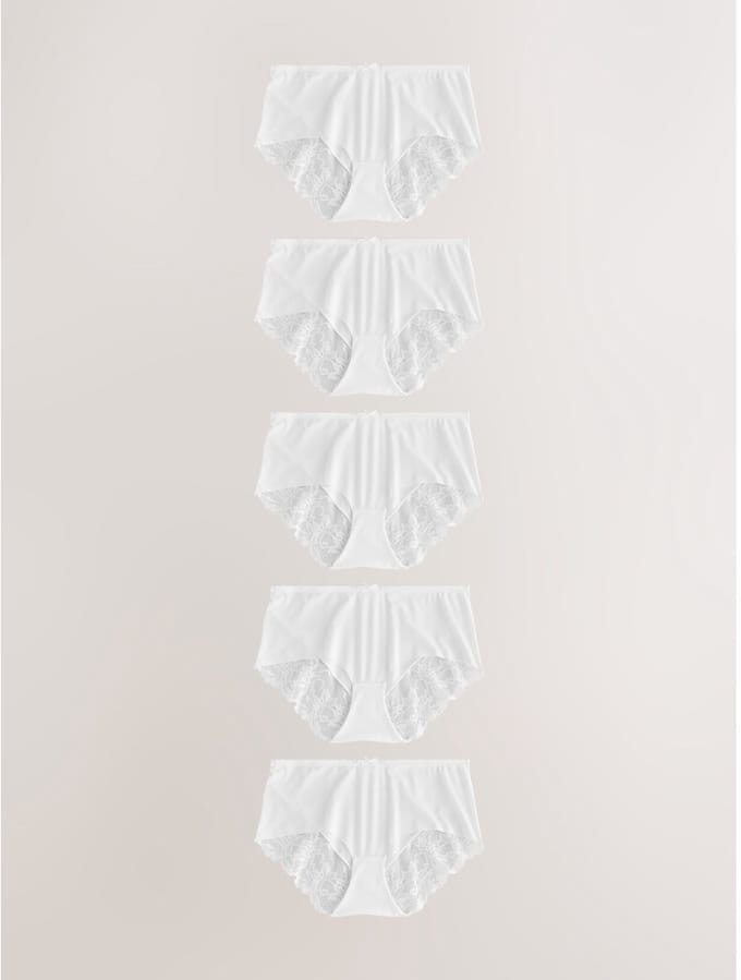 Next - Dames - Set van 3 No VPL midi-slips met kant aan achterzijde - Wit
