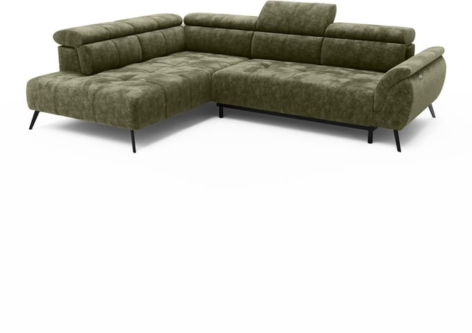 MASSIVMOEBEL24.DE hoekbank groen 100% polyester 284x208x79 cm SOFAS deels gemonteerd