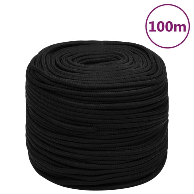 vidaXL - Werktouw - 6 - mm - 100 - m - polyester - zwart