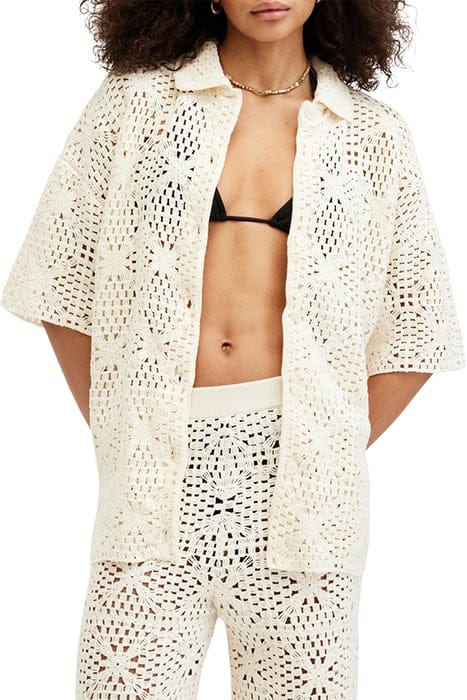 AllSaints Milly Top Ecru White Größe: L | Business hemden Outlet | Damen | Braun