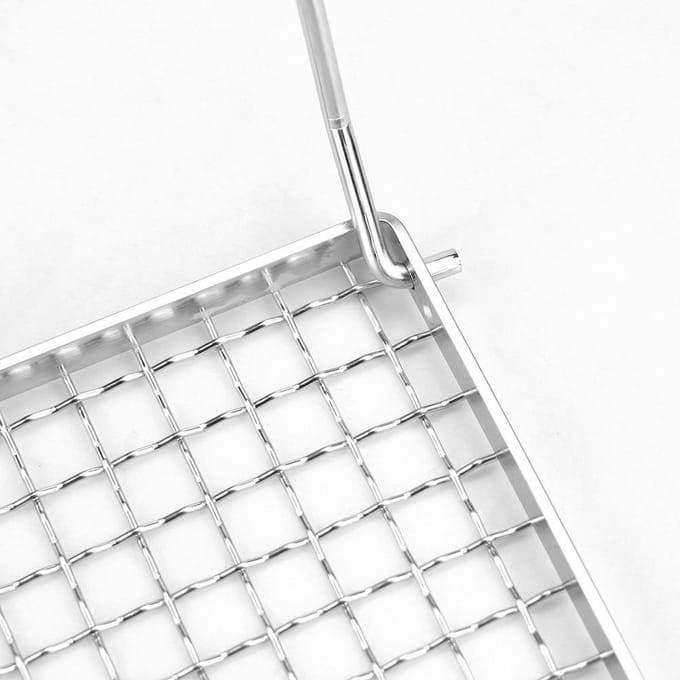 Mini roestvrijstalen grill opvouwbare kachelstandaard barbecuegrill campingpannenlap BBQ-net Ultralicht zilver