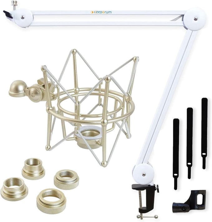 Microfoonarm - Tafelstatief - Opnames maken - Verstelbaar Bereik - 100 cm - Wit