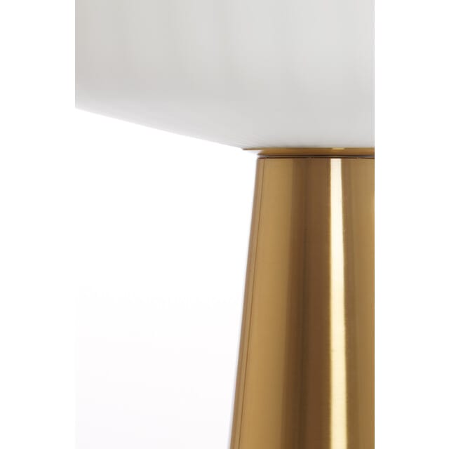 vtwonen Tafellamp Pleat - Wit/Goud - Ø30cm - Retro - Woonkamer - Slaapkamer