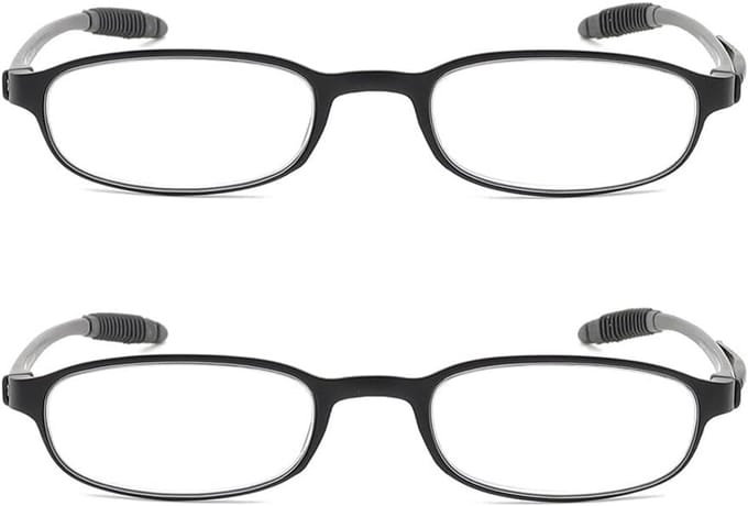 Lichte Flexibele Leesbril met Blauwlichtfilter, Compact en Draagbaar (2 Stuks)