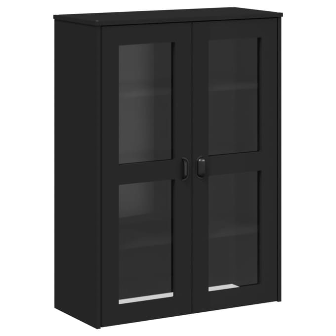 vidaXL - Opzetkast - VIKEN - bewerkt - hout - zwart