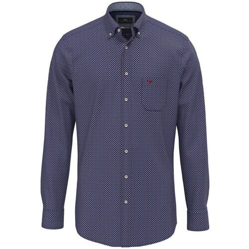 Fynch-Hatton Overhemd Structure Pattern Button-Down Garnet Red-Multi / male