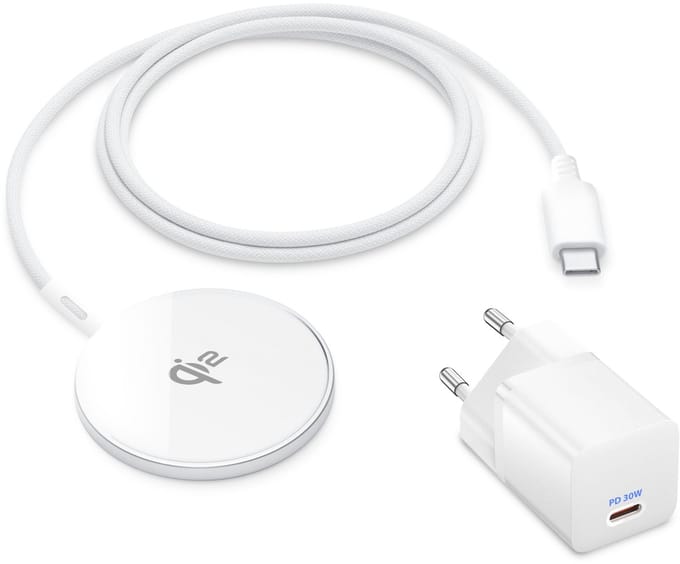 Draadloze oplader geschikt voor MagSafe - Usb C adapter - 1 meter - Snellader - Oplader - Draadloos opladen - Wit