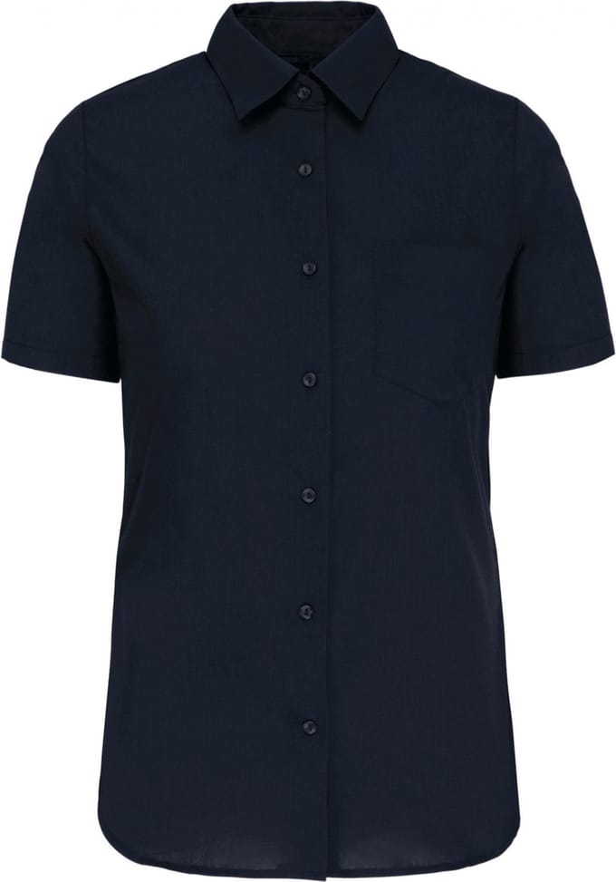 Kariban Dames Poplin Blouse Korte Mouwen K544 - Navy - M