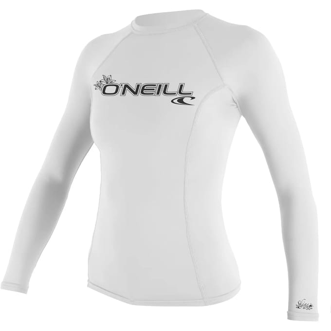 2026 O'Neill Dames Basic Skins Lange Mouw Rash Guard - White