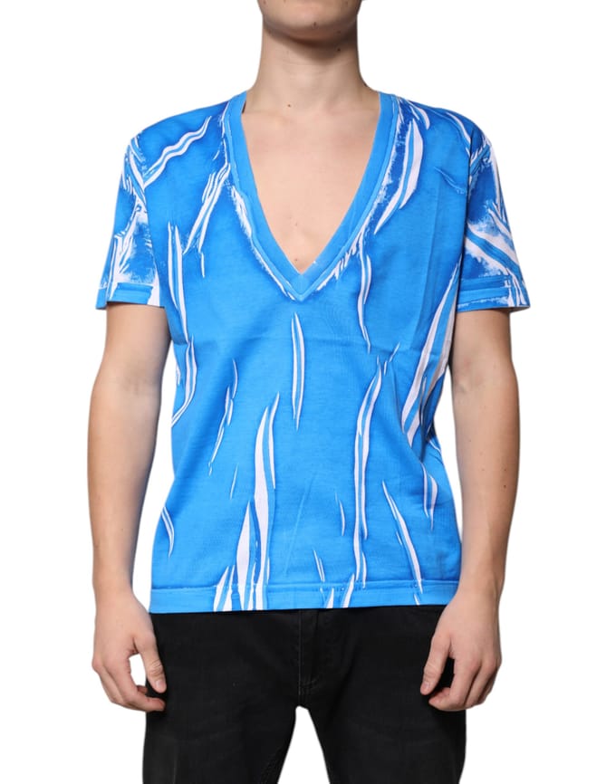 Abstracte Print V-hals T-shirt