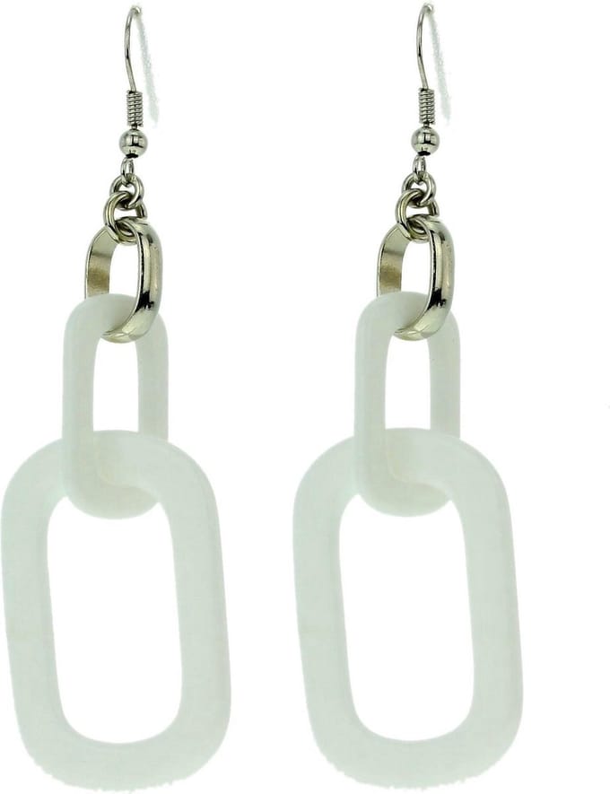Behave - Oorbellen witte hanger lang - Minimalistische statement stijl