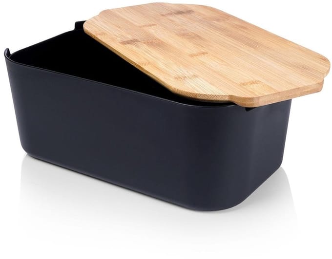 Broodtrommel met Bamboe Plank Zwart 33x18,5x12 cm - Doos - Box