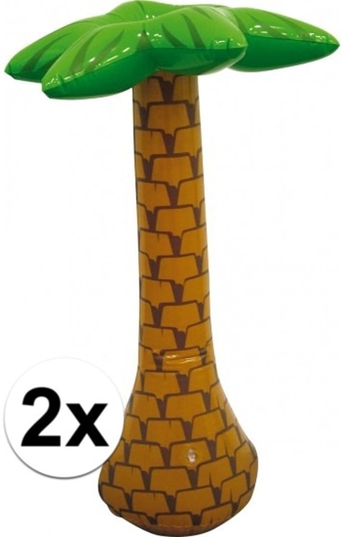 Folat Opblaasbare palmboom - 2x - 65 cm - hawaii/tropische versiering - opblaas palm - feestartikelen