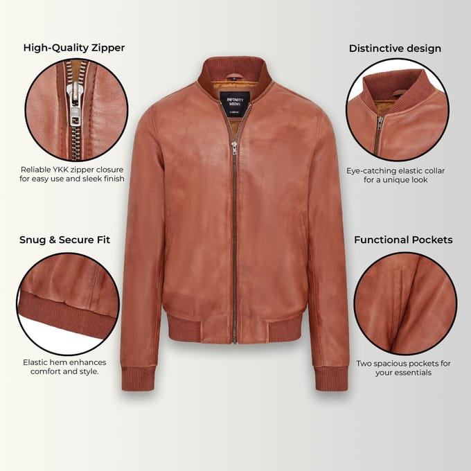 Heren zacht leer MA-1 Varsity bomberjack