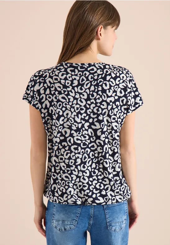 Shirt met kanten detail en leoprint
