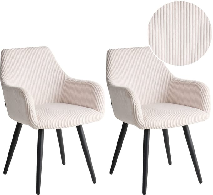 MORI - Eetkamerstoel set van 2 - Lichtbeige - Corduroy