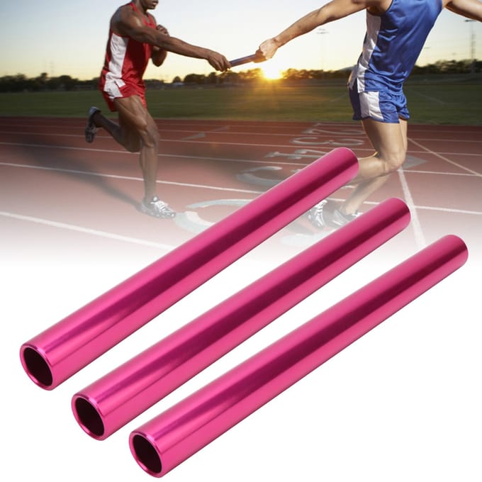 3pcs Relais Bâton Alliage d'Aluminium Athlétisme Course Bâton Accessoires de Jeu SportifRose white