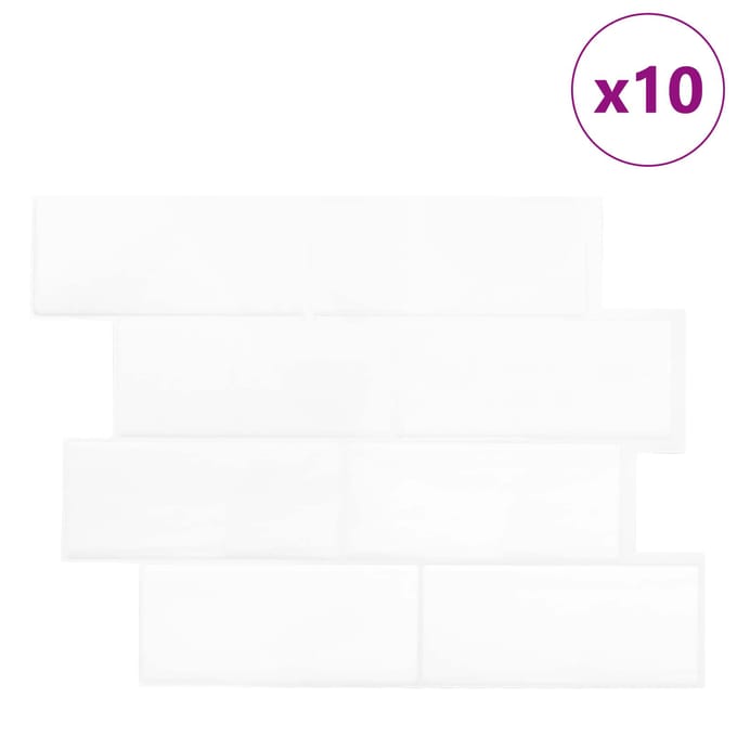 vidaXL - Subway - tegel - 10 - st - Wit - 29 - x - 21 - cm - Polyurethaan - en - PET