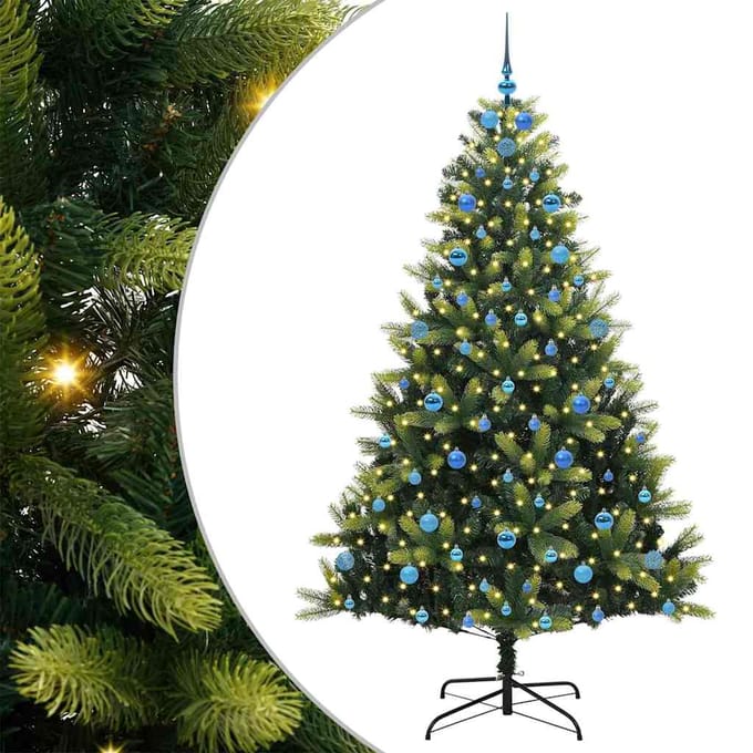 vidaXL - Kunstmatige - Scharnierende - Kerstboom - 300 - LEDs - Groen - 210 - cm