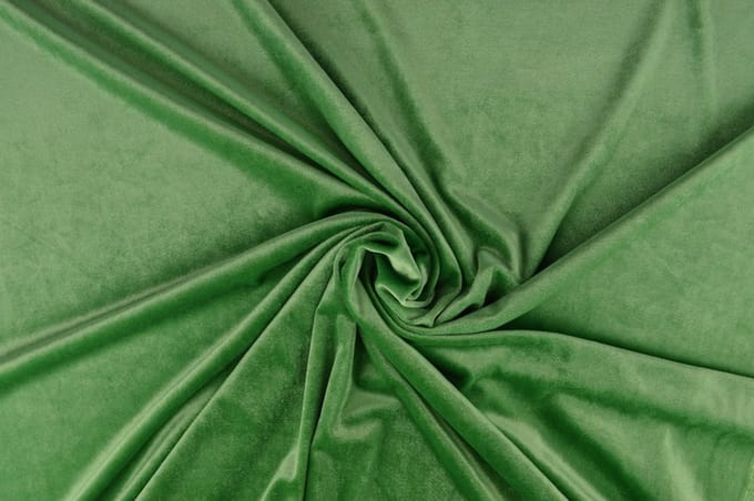 35 meter stretch fluweel - Groen - 93% polyester - 7% elastaan