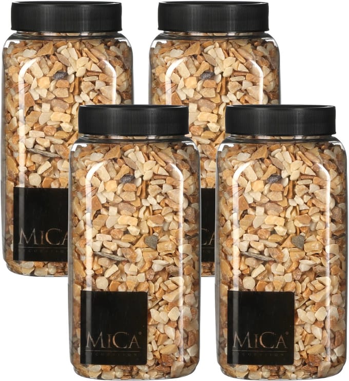Mica Decorations decoratie steentjes - 4x - lichtbruin - 1 kilo - 650ml - hobby steentjes