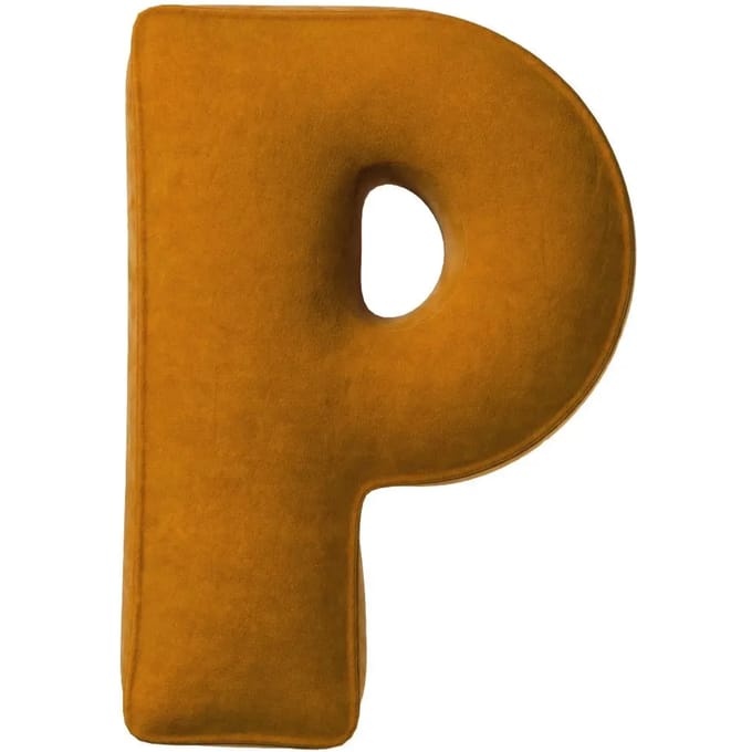 Kussen letter p Yellow Tipi Posh Velvet