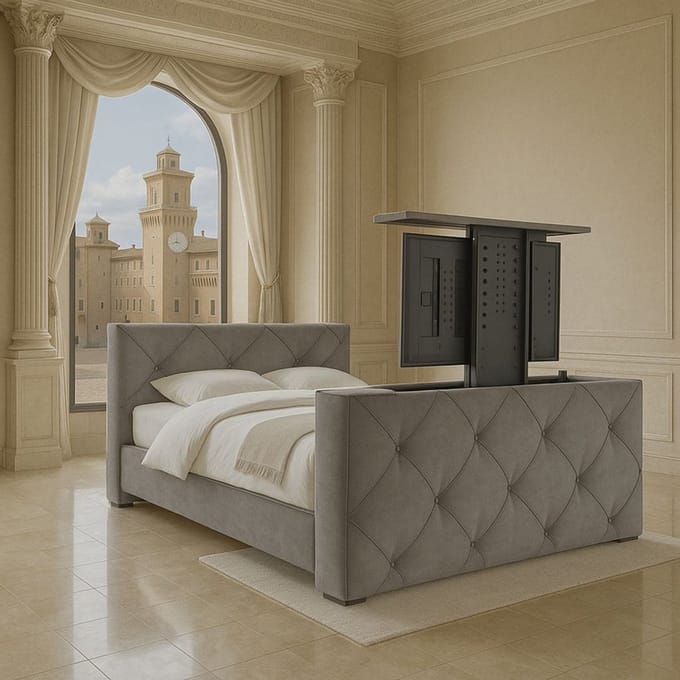 Boxspring Ferrera met voetbord TV-lift 200x210 cm Grijs