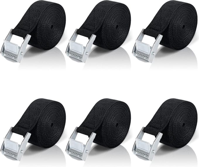 Korte Spanbanden met Ratel - 2m, 6 Stuks voor Fiets, Auto en Camping