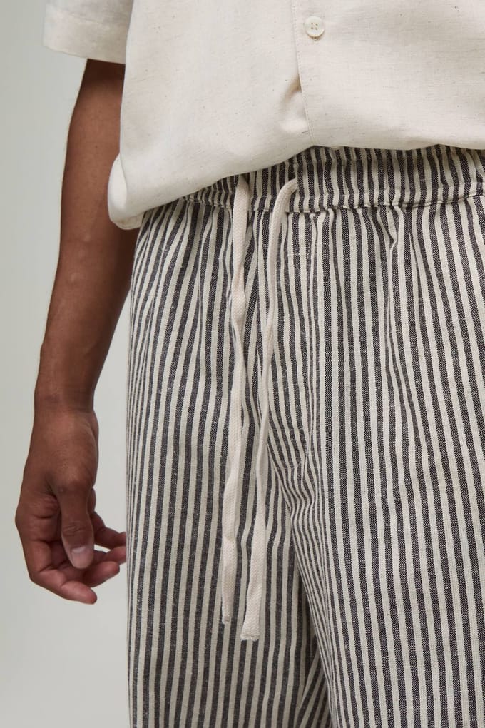 Relaxed Linnen-look Pantalon Met Krijtstreep | Natural | Size 3XL
